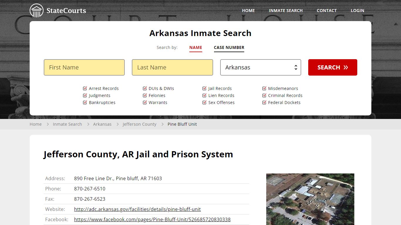Pine Bluff Unit Inmate Records Search, Arkansas - StateCourts